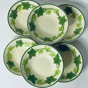 Vintage Franciscan Green Ivy Patterned Bowls Set.